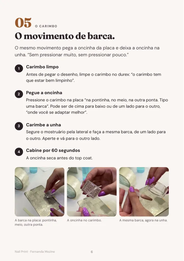 Página do guia sobre o carimbo: o movimento de barca, com 3 fotos.